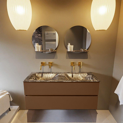 Mondiaz VICA-DLUX ensemble de meuble de salle de bain - 120cm - meuble sous-vasque reposant - 2 tiroirs - lavabo encastrée cloud double - sans trous de robinet - version haute de 60cm - lave