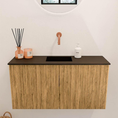 Mondiaz JOYA 80cm toiletmeubel - kleur Oak - Wastafel FAYE positie Midden Zonder kraangat kleur Urban.