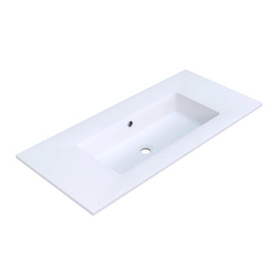 Arcqua Mira Lavabo encastré - 101x46x1.5cm - vasque simple - sans trou de robinet - marbre de synthèse - blanc mat