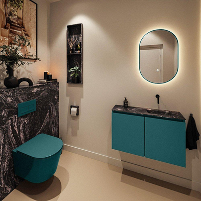 MONDIAZ TURE-DLUX 80cm toiletmeubel Smag. EDEN wastafel Lava positie rechts. Zonder kraangat.