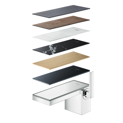 Hansgrohe AXOR MyEdition robinet de lavabo 70 avec verre noir avec garniture push-open saillie 15,1cm chrome