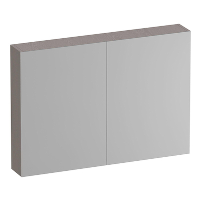 Brauer Impress Deluxe armoire de toilette - 100x70x15cm - 2 portes miroir - éclairage interne et externe - avec poignées de porte - gunmetal - timber greige