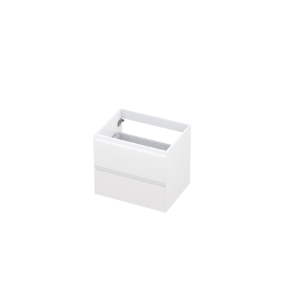 INK wastafelonderkast 60x45x52cm 2 lades greeploos met 45 graden afwerking rondom MDF lak wit hoogglans