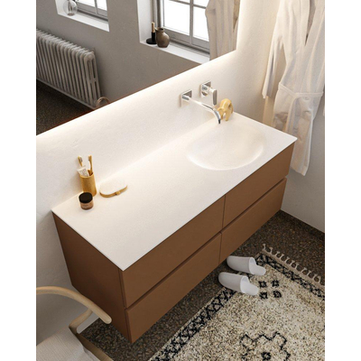 Mondiaz VICA ensemble de meuble de salle de bain - 120cm - meuble sous-vasque repos - 4 tiroirs - lavabo moon droite - sans trou de robinet XL version 60cm haut