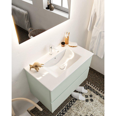 MONDIAZ VICA Badkamermeubelset - 80cm - 2 lades - wasbak Denia midden - 1 kraangat - keramiek greey