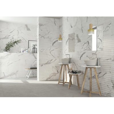 Cifre Ceramica Statuario wand- en vloertegel - 60x120cm - 10.5mm - Rechthoek - gerectificeerd - Marmerlook - Wit/zwart mat