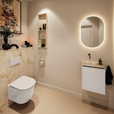 MONDIAZ TURE-DLUX 40cm toiletmeubel Linen. EDEN wastafel Frappe positie links. Zonder kraangat.