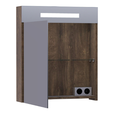BRAUER Promise Deluxe armoire de toilette – 59 x 70 x 15 cm – LED directe – ouverture à gauche – Grove (noyer)