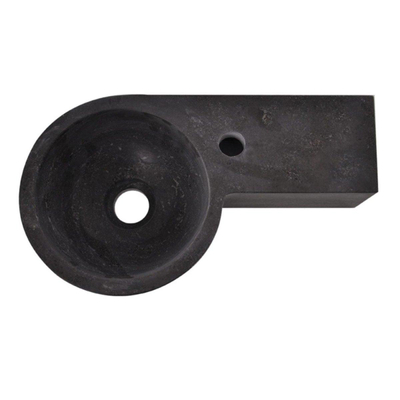 Wiesbaden B-stone fonteinset – rond – 40x23x10 cm – hardsteen zwart – kraangat rechts – mat zwarte kraan