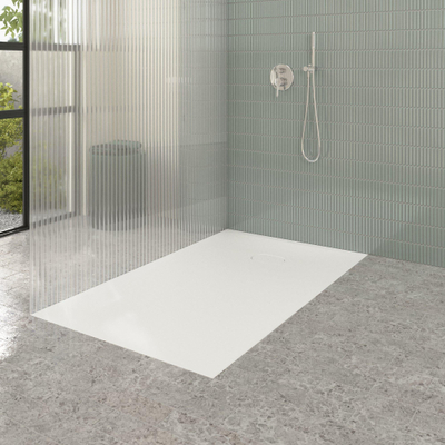 Villeroy & Boch Ecora douchebak - 150x90x3.5cm - afvoer korte zijde - stone white (wit)