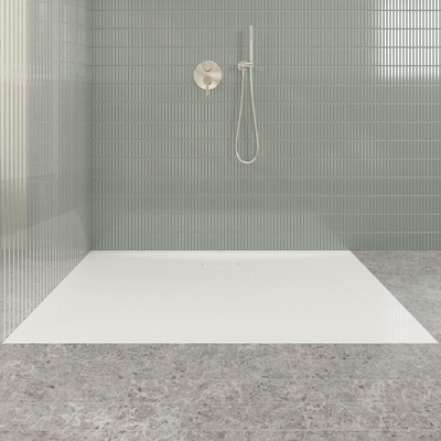 Villeroy & Boch Ecora douchebak - 140x100x3.5cm - afvoer lange zijde - white alpine (wit)