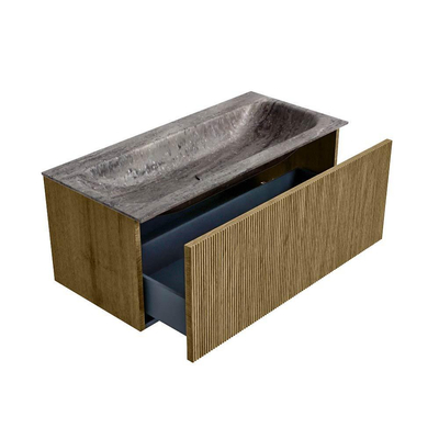 MONDIAZ KURVE-DLUX meuble de salle de bains 100cm couleur Dusk avec 1 tiroir et 0 porte. Lavabo BIG MEDIUM Milieu sans trou de robinet Oza.