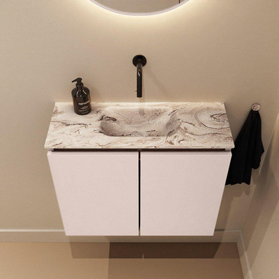 MONDIAZ TURE-DLUX meuble WC 60cm Rosee. EDEN lavabo Glace position milieu. Sans trou de robinet.