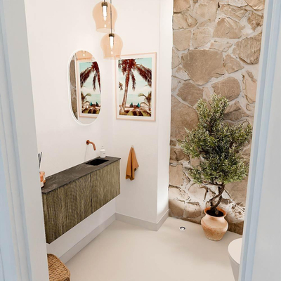 Mondiaz JOYA-DLUX 100cm toiletmeubel - kleur Dusk - Wastafel FAYE positie Rechts Zonder kraangat kleur Lava.