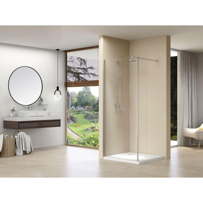 Van Rijn Products ST01 Vaste wand - 110x200cm - helder glas - dikte 8mm - met haaks deel - links en rechts