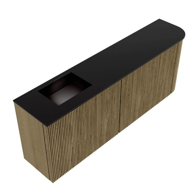 Mondiaz JOYA 111.6cm toiletmeubel - ronding rechts kleur Dusk - Wastafel FAYE positie Links Zonder kraangat kleur Urban.