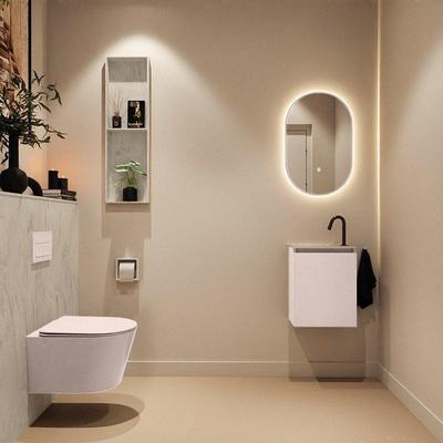 MONDIAZ TURE-DLUX Meuble toilette - 40cm - Rosee - EDEN - vasque Opalo - position gauche - 1 trou de robinet