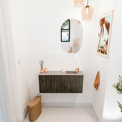 Mondiaz JOYA-DLUX 90cm toiletmeubel - kleur Shadow - Wastafel FAYE positie Rechts 1 kraangat kleur Saba.