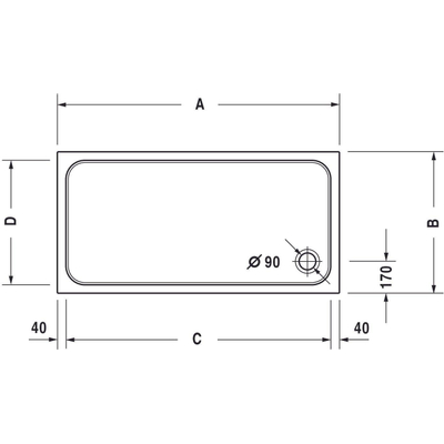 Duravit D-code douchebak 110x75x8.5cm acryl wit