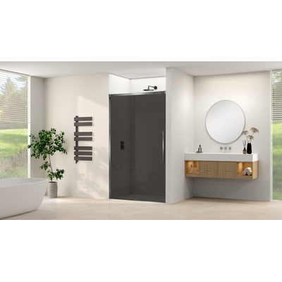 Van Rijn Products ST09 Schuifdeur vast deel - 177.5x200cm - grijs rookglas - soft-close - incl. Gunmetal Geborsteld