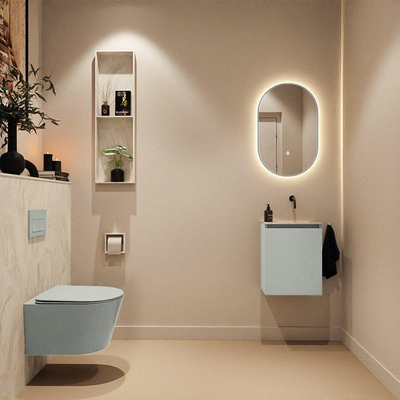MONDIAZ TURE-DLUX Meuble toilette - 40cm - Greey - EDEN - vasque Ostra - position droite - sans trou de robinet