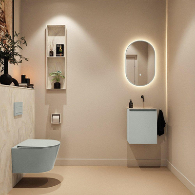 MONDIAZ TURE-DLUX Meuble WC 40 cm Greey. Lavabo EDEN Ostra position droite. Sans trou de robinet.