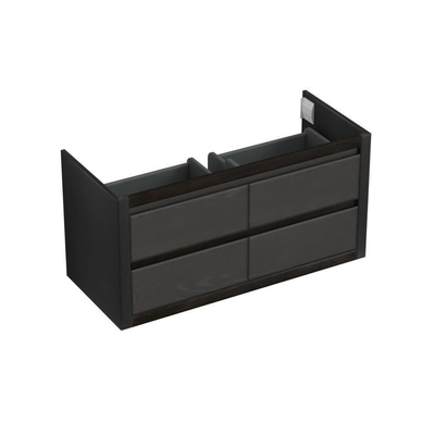 Forzalaqua Gela 2.0 meuble sous-lavabo 120x51x60cm avec 4 tiroirs sans poignées à fermeture en douceur Chêne massif Black oiled