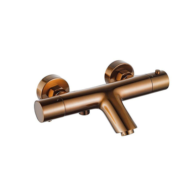 Fortifura Calvi Robinet de baignoire - avec ensemble de douche - douchette à main - flexible de douche lisse - cuivre brossé PVD
