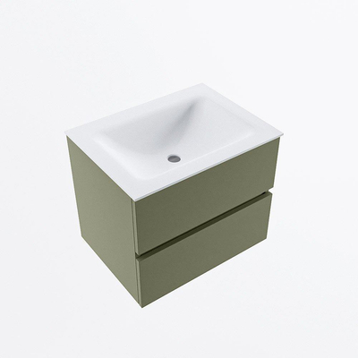 Mondiaz VICA Ensemble de meuble de salle de bain - 60cm - meuble sous-vasque armée - 2 tiroirs - lavabo nuage milieu - 1 trou de robinet - version haute de 60cm - talc