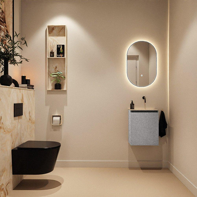 MONDIAZ TURE-DLUX Meuble toilette - 40cm - Plata - EDEN - vasque Frappe - position droite - sans trou de robinet