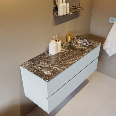 Mondiaz VICA-DLUX Ensemble de meuble de salle de bain - 120cm - meuble sous-vasque argile - 4 tiroirs - lavabo encastré nuage droite - 1 trou de robinet - version haute 60cm - lave