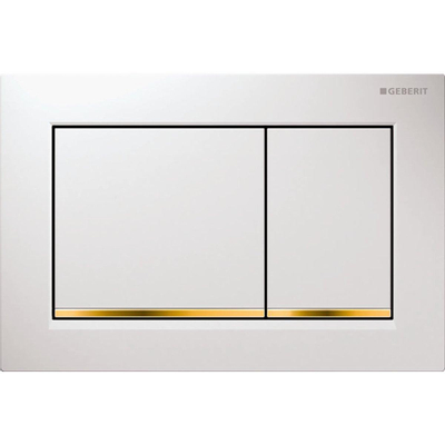 Geberit Omega30 plaque de commande avec commande frontale pour WC 21,2x14,2cm blanc / or / blanc