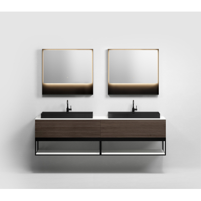 Clou Look at Me miroir – rectangle – 90 x 80 cm – LED indirecte tout autour – Noir mat
