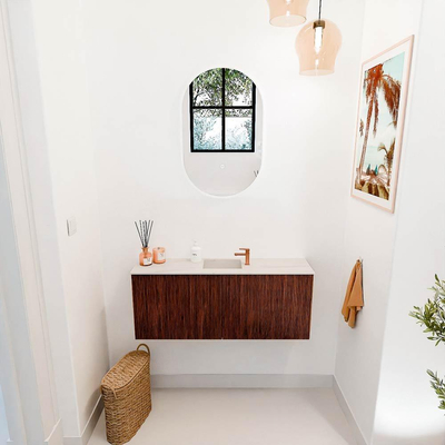 Mondiaz JOYA-DLUX 100cm toiletmeubel - kleur Ruby - Wastafel FAYE positie Midden 1 kraangat kleur Meli.