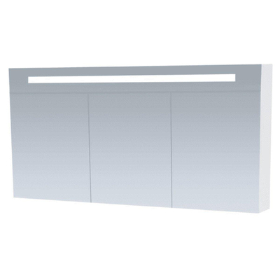Saniclass Double Face Spiegelkast - 140x70x15cm - verlichting - geintegreerd - 3 links- rechtsdraaiende spiegeldeur - MDF - hoogglans wit