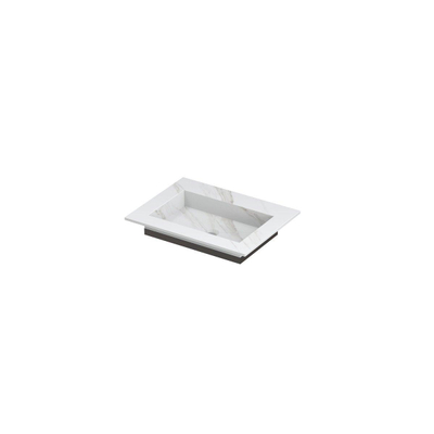 INK Post wastafel - 60x45x1cm - 1 wasbak - 0 kraangaten - keramiek Calacatta mat