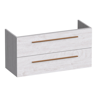 BRAUER Trust meuble sous lavabo peu profond 100 excl. poignées à poser 2 tiroirs softclose et 1 découpe pour le siphon - Forest Seashell