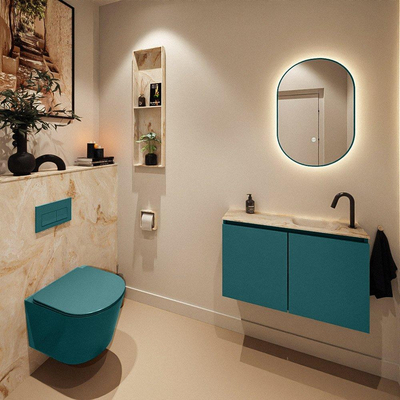 MONDIAZ TURE-DLUX Meuble de toilettes 80cm Smag. EDEN lavabo Frappe position droite. Avec 1 trou de robinet.