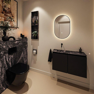 MONDIAZ TURE-DLUX Meuble toilette - 80cm - Urban - EDEN - vasque Lava - position gauche - sans trou de robinet