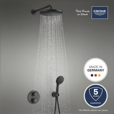 Grohe Precision showerset compleet met handdouche ø11cm 2 straalsoorten en hoofddouche ø25cm mat zwart