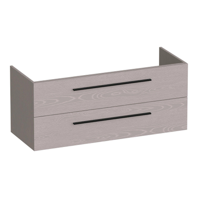 BRAUER Trust meuble sous-lavabo 120 sans poignées rapportées 2 tiroirs à fermeture douce et 2 découpes pour siphon - Timber Greige