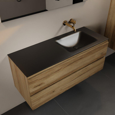 Mondiaz AIVY Ensemble de meuble - 120x45x50cm - 0 trous de robinet - 1 vasque Urban Solid surface - Droite - 2 tiroirs - avec miroir - Melamine Chai