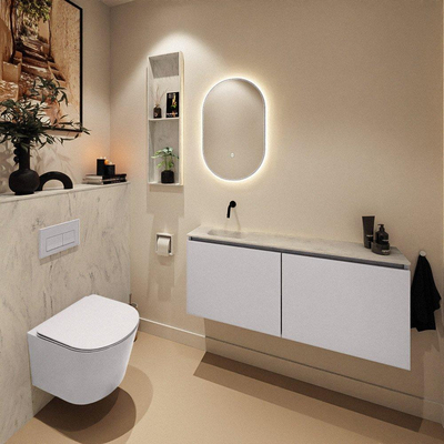 MONDIAZ TURE-DLUX Meuble de WC 120 cm Cale. EDEN lavabo Opalo position gauche. Sans trou de robinet.