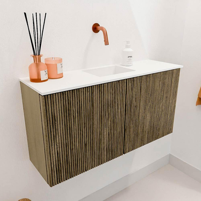 Mondiaz JOYA 80cm toiletmeubel - kleur Dusk - Wastafel FAYE positie Midden Zonder kraangat kleur Talc.