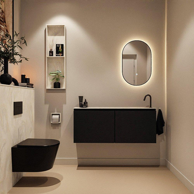 MONDIAZ TURE-DLUX Meuble toilette - 120cm - Urban - EDEN - vasque Ostra - position droite - 1 trou de robinet