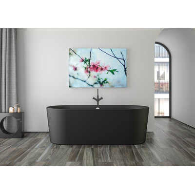 Plieger Kansas Baignoire autoportante - 180x80x60cm - avec arrivée d'eau - avec garniture de vidage et de trop-plein - avec pieds - acrylique - noir mat
