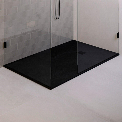 BRAUER Asteroid Douchebak 100x180 incl. antislip en antibacterieel mineraalmarmer mat zwart