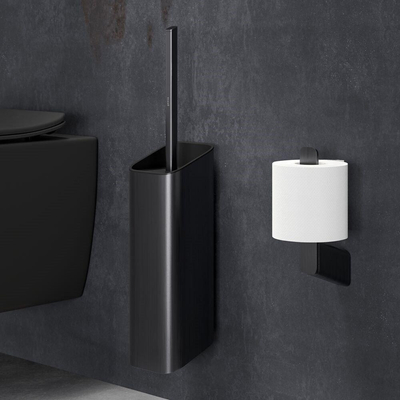 Geesa Shift brosse WC avec support 10.6x51.9x11.3cm (brosse et couvercle noir) métal noir brossé