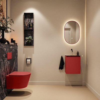 MONDIAZ TURE-DLUX Meuble toilette - 40cm - Fire - EDEN - vasque Lava - position centrale - sans trou de robinet