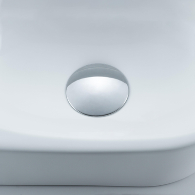 Fugaflow Efficiente Pietra Ensemble lave-mains – 40 x 21,5 x 12 cm – lisse – demi-rond – céramique – robinet pour lave-mains chromé – bonde d’évacuation – siphon extra-plat – blanc brillant